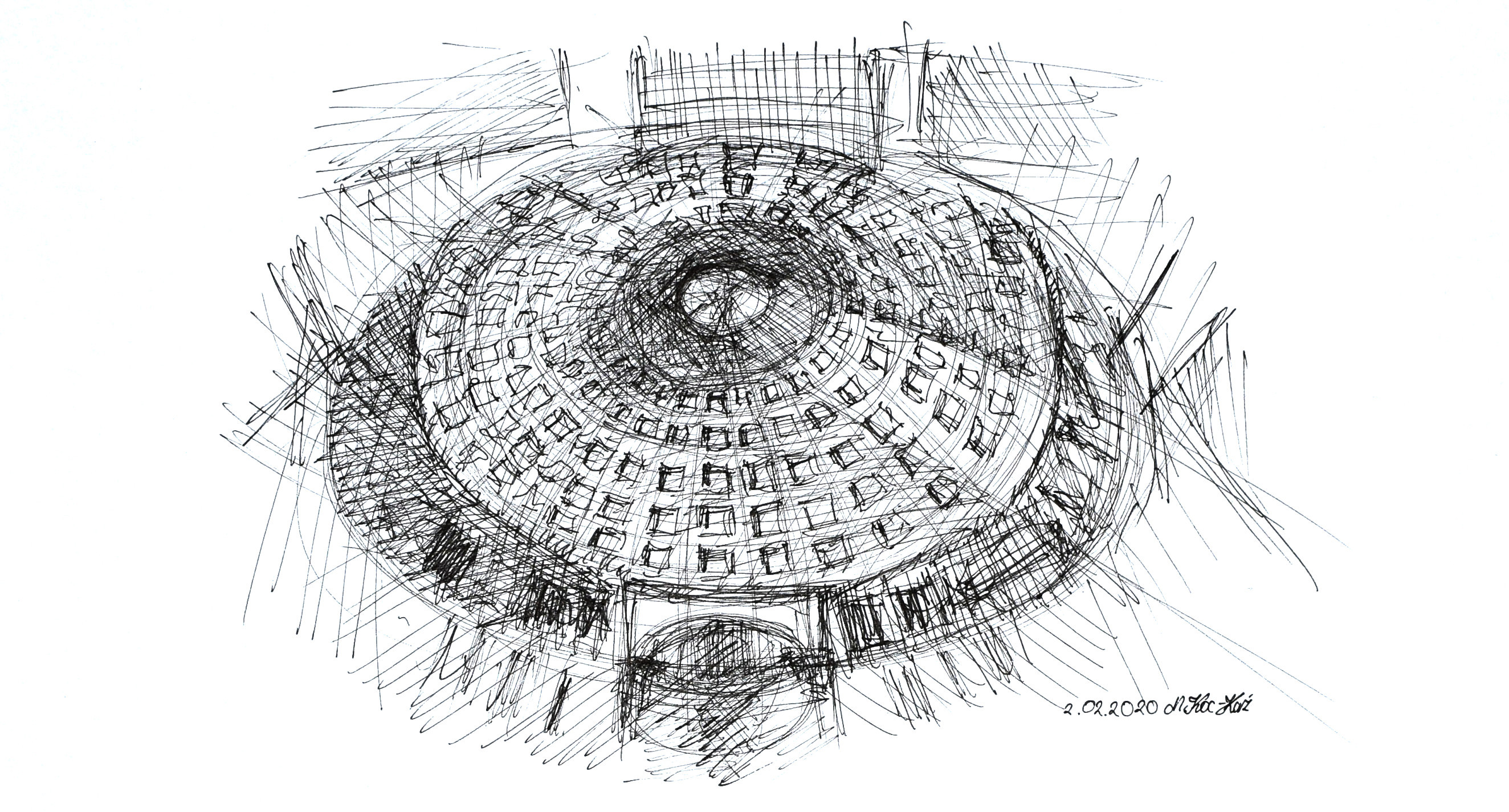 Kopuła Panteonu. Panteon został wybudowany w Starożytnym Rzymie w latach 118- 128 jako świątynia wszystkich bogów. Jego bryła składa się z tradycyjnie zaprojektowanego portyku z potrójną kolumnadą oraz rotundy. Tutaj kluczowe było wnętrze- szczególnie wnętrze rotundy. Kopuła, która ją przykrywa posiada średnicę 43,2 m (dla porównania kopułą bazyliki św Piotra ma średnicę 46 m) a oculus (czyli otwór na środku) 8,5 m. Jest to budynek absolutnie przełomowy pod względem konstrukcji a także formy. Do jego budowy został użyty beton, który ułożony warstwowo (od najcięższego do najlżejszego) tworzy tak niesamowite możliwości konstrukcyjne (trawertyn, tuf, cegła, lekki pumeks wulkaniczny).