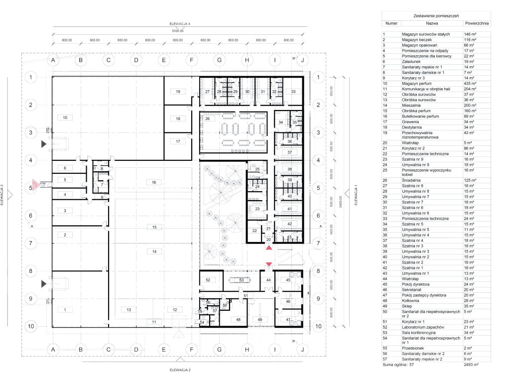 Projekt perfumerii przy ul. Sycowskiej w Poznaniu. Rzut
