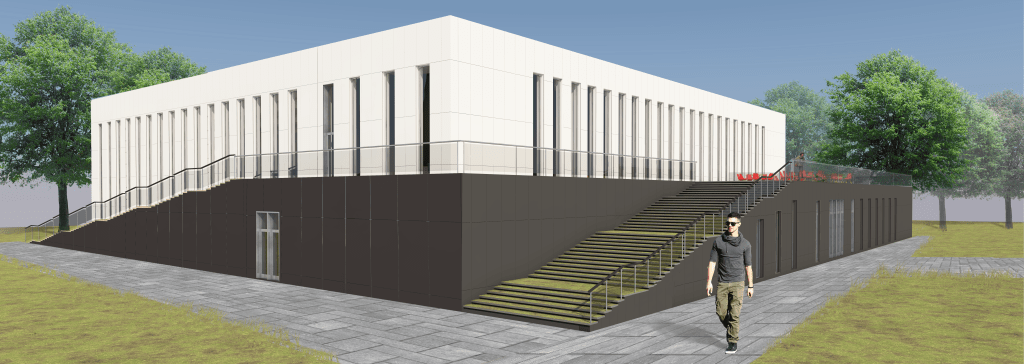 Projekt hali sportowej. Wizualizacja