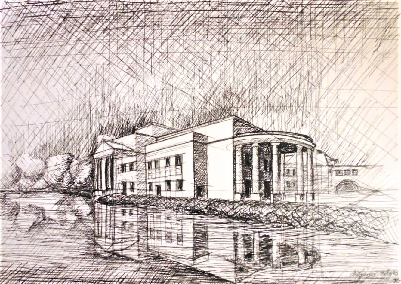 Rysunek tuszem. Teatr w Kaliszu