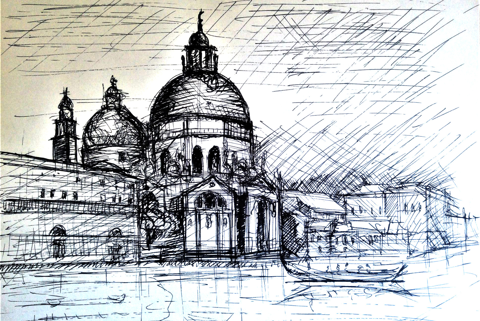 Szkic. Widok na Santa Maria del Fiore w Wenecji